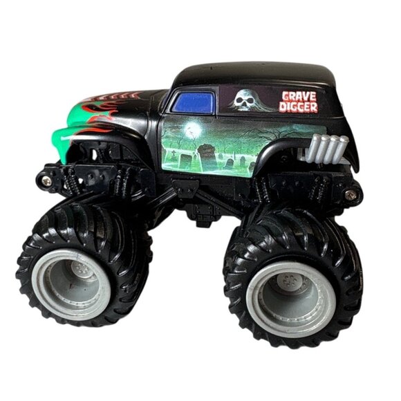Grave Digger Monster Truck Toy Car With Oversized Tires & Graphic Details 4" x 3 - Picture 1 of 10